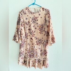 Floral Patterned Dress with Bell Sleeves